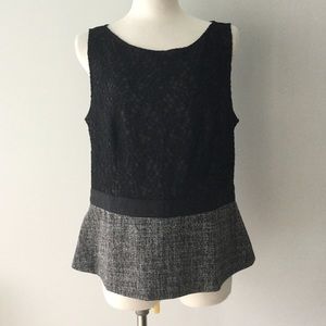 ANN TAYLOR Black Sleeveless Peplum Top